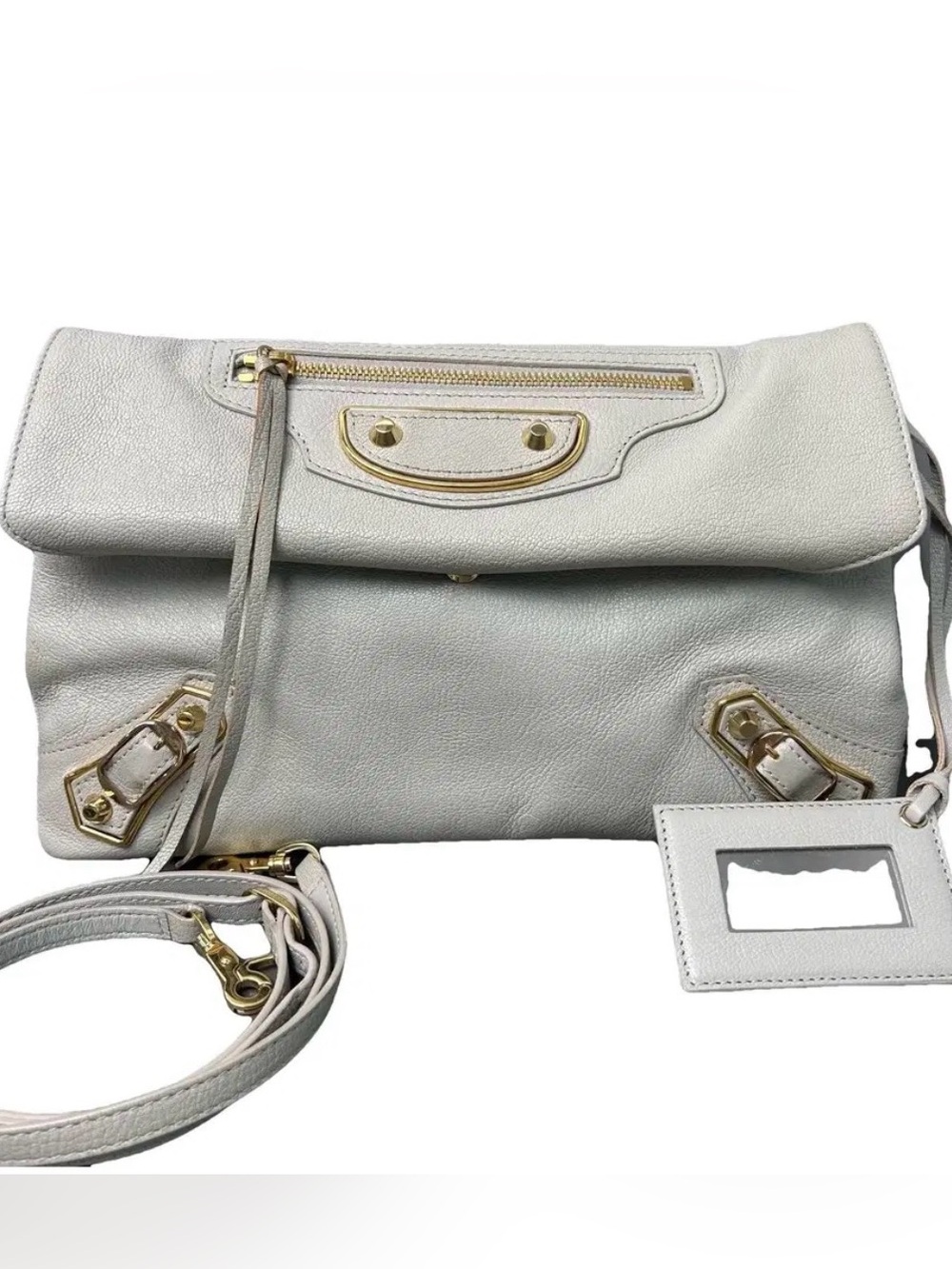 Balenciaga Grey & Gold Envelope Clutch